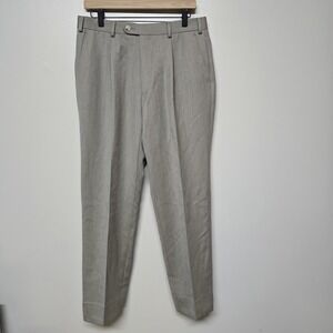 SuitSupply Wide Leg Tapered Trousers Sand Wool Pants EU 48 US 32 Vitale Barberis